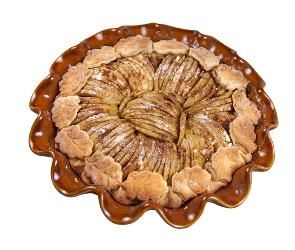 Яблочный пирог на белом фоне — стоковое фото