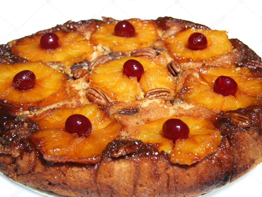 Pineapple Upside Down Cake. Isolated.
