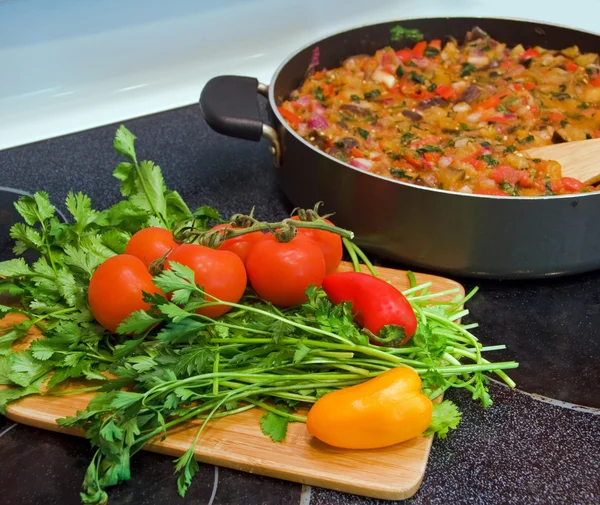 蔬菜炖煮的食物 图库图片