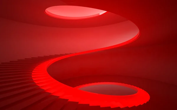 stock image Red spiral staircase to the white walls