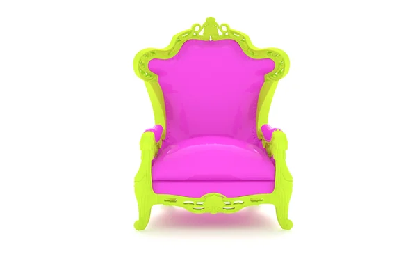 Lüks içinde yeşil çerçeve 2'deki modern pembe sandalye — Stok fotoğraf