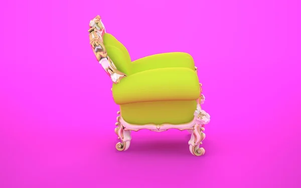Cadeira verde moderna na moldura branca — Fotografia de Stock