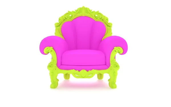 Różowy fotel w zieloną ramką — Zdjęcie stockowe