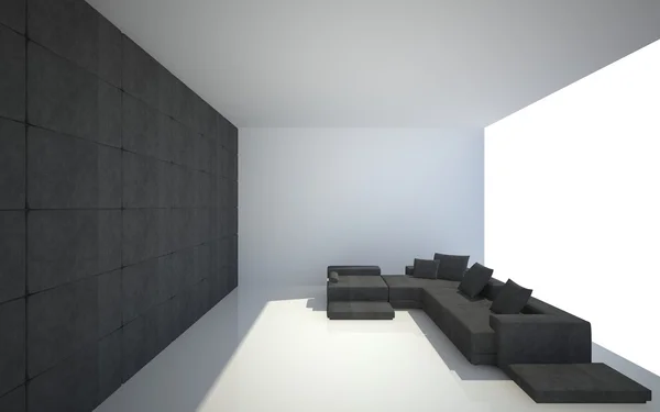 Schwarzes Sofa im Zimmer — Stockfoto