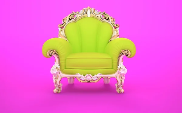 在白框现代绿色椅子 — 图库照片