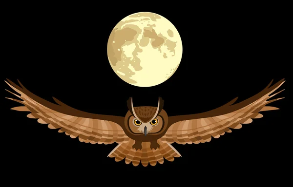 Hibou dans le ciel nocturne — Image vectorielle