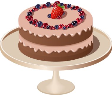 Cake with cream and berries clipart