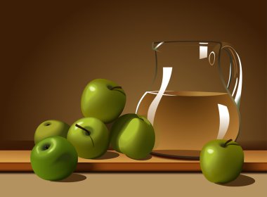 Still life with apples and decanter