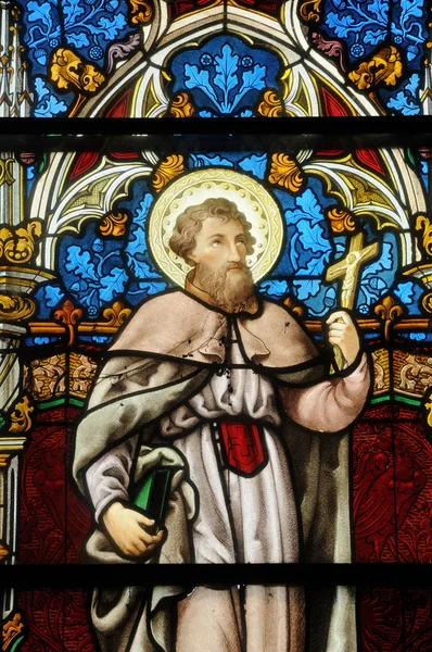 Stained glass window of Vigny church — Stock Photo, Image