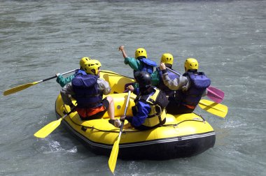 Rafting on a river clipart