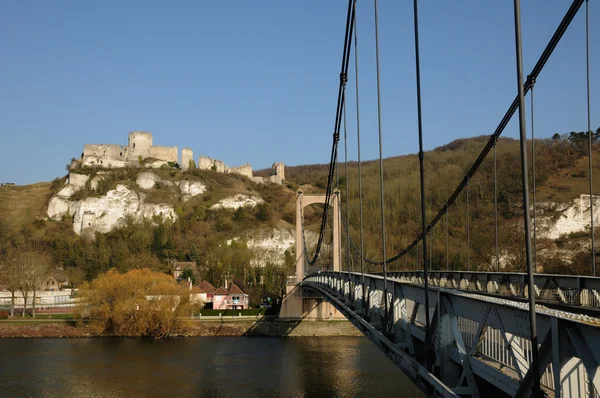 Γαλλία, κρεμαστή γέφυρα του les andelys στη Νορμανδία — Φωτογραφία Αρχείου
