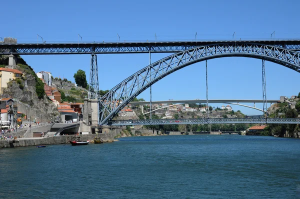 stock image Portugal, view of Porto from Douro river