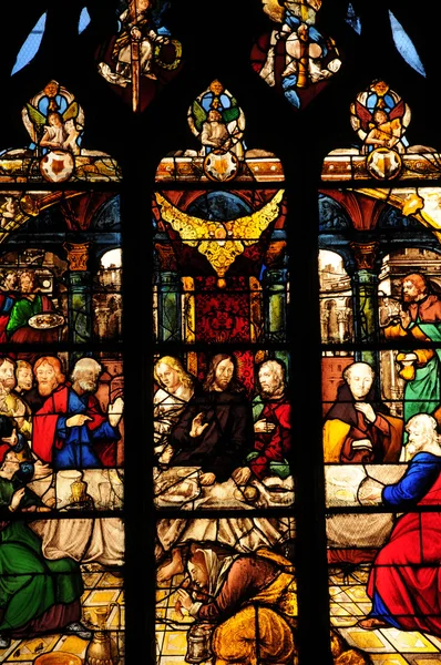 França, vitral na igreja São Martinho de Triel — Fotografia de Stock