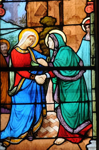 France, stained glass window in the church Saint Martin of Triel — Zdjęcie stockowe