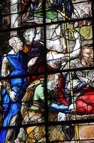 Γαλλία, Υαλογράφημα παράθυρο της την εκκλησία του saint-martin του triel — Φωτογραφία Αρχείου
