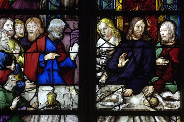 França, vitral na igreja São Martinho de Triel — Fotografia de Stock