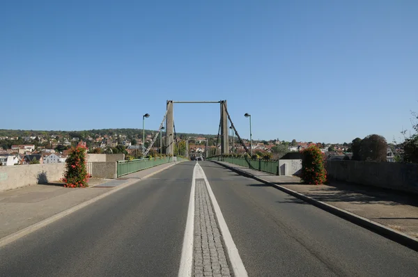 Franciaország, felfüggesztés híd Triel Sur Seine — Stock Fotó