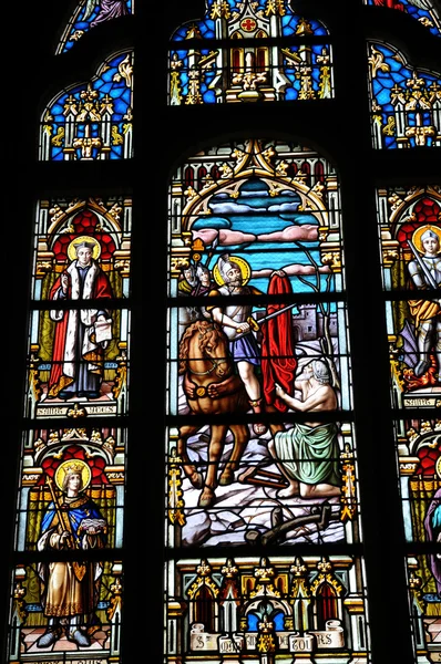 Francia, vidriera de la iglesia Batz sur Mer —  Fotos de Stock