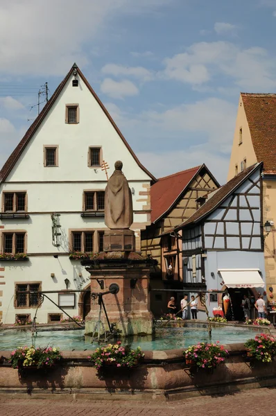 Francie, Alsasko, malebný starý dům ve městě eguisheim — Stock fotografie
