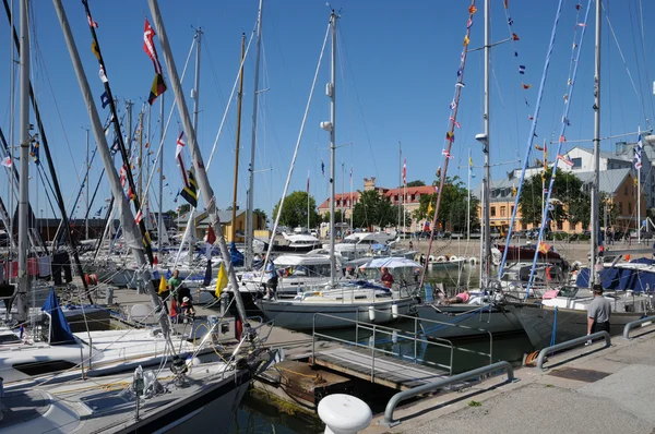 stock image Sweden, the harbour of Visby in Gotland