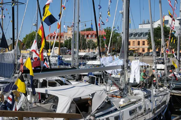 stock image Sweden, the harbour of Visby in Gotland