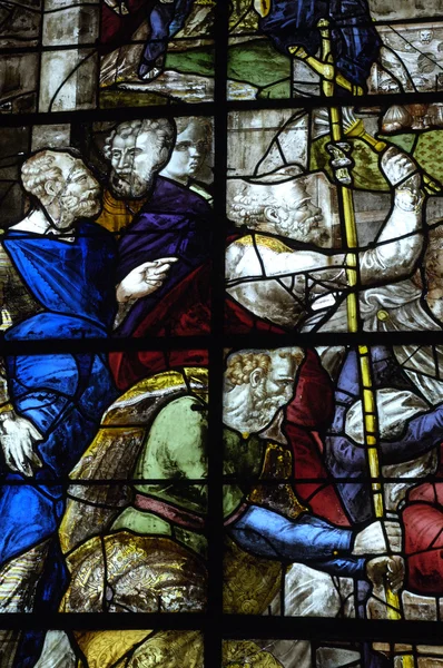 Fransa, vitray pencere içinde triel kilise saint martin — Stok fotoğraf