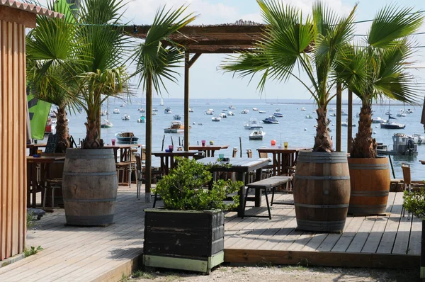 stock image France, seafood restaurant in L Herbe in Bassin d Arcachon