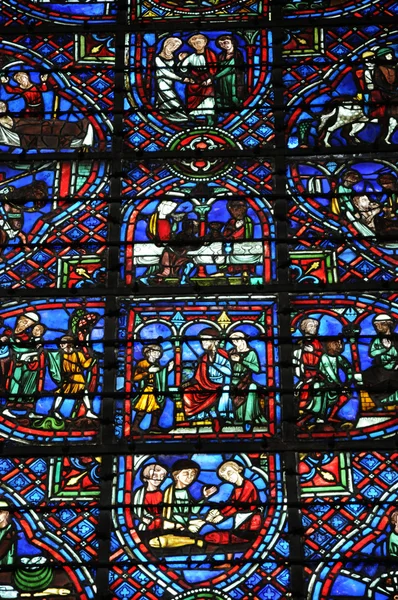 Catedral vitral de Rouen na Normandia — Fotografia de Stock