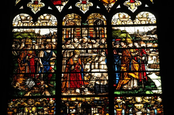 Glasfenster der Kathedrale von Rouen in der Normandie — Stockfoto
