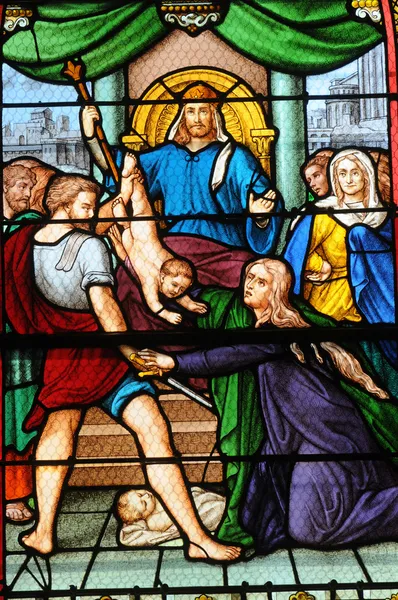 Γαλλία, Υαλογράφημα παράθυρο στην εκκλησία της les mureaux — Φωτογραφία Αρχείου