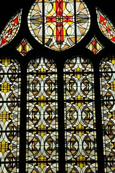 Frankrig, farvet glas vindue i katedralen i Pontoise - Stock-foto
