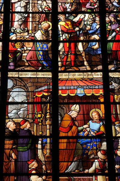 Francia, vidriera en la catedral de Pontoise —  Fotos de Stock