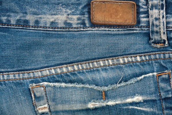 Étiquette de jeans en cuir blanc — Photo
