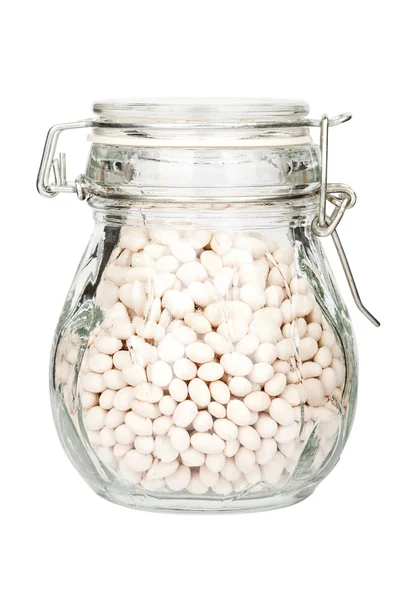 Glass jar filled with beans — Stock Photo, Image