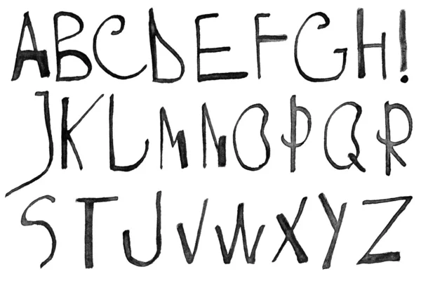 Alphabet encre noire écrit à la main — Photo