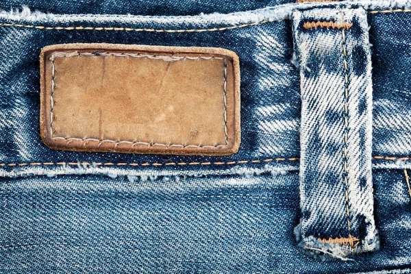 Blank leather jeans label — Stock Photo, Image