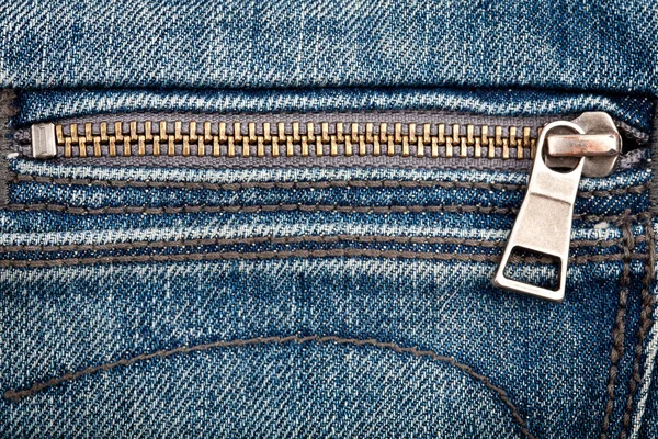 Closeup shot of jeans zipper — Stock Photo, Image