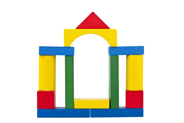 Castelo feito de blocos de brinquedo de madeira — Fotografia de Stock