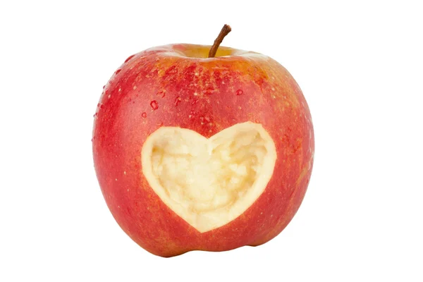Pomme avec un symbole de coeur — Photo