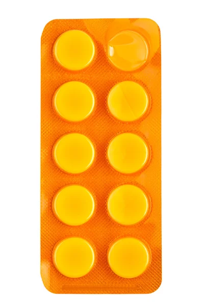 Pacote de comprimidos isolados em fundo branco — Fotografia de Stock