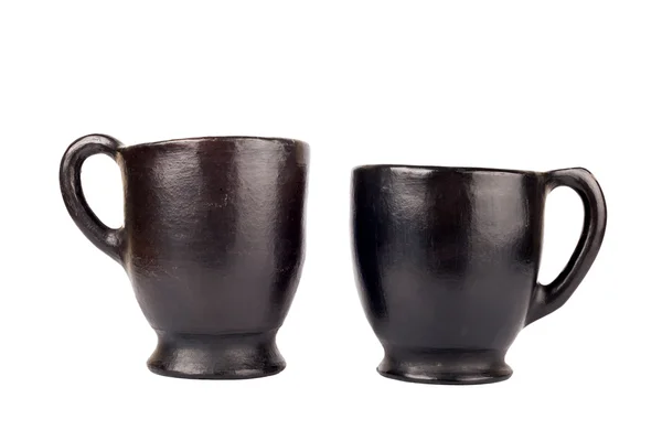Дві старі глиняні чашки — стокове фото