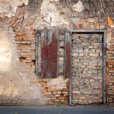 Old wall with immured window clipart