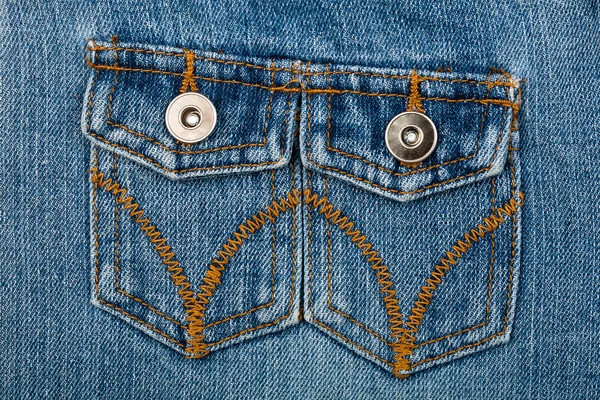 Tecido de jeans azul com bolso — Fotografia de Stock
