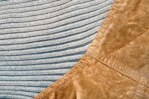 Textura de tecido azul e marrom claro — Fotografia de Stock