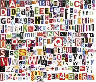 Newspaper clippings alphabet clipart