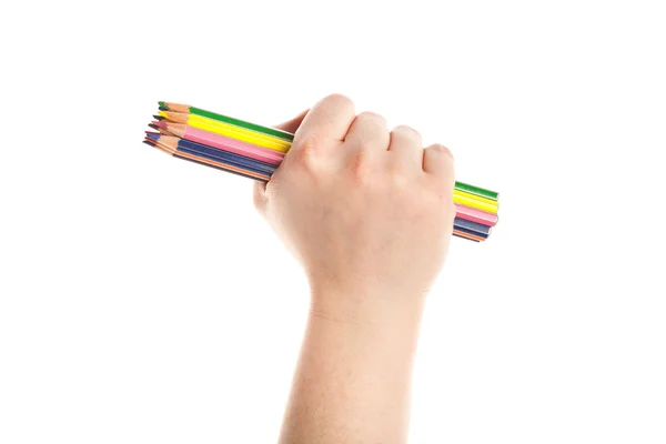 Lápices de colores en la mano — Foto de Stock