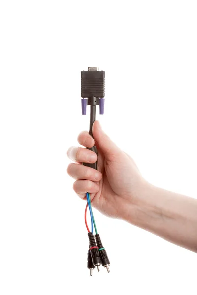 Hand holding cable — Stock Photo, Image