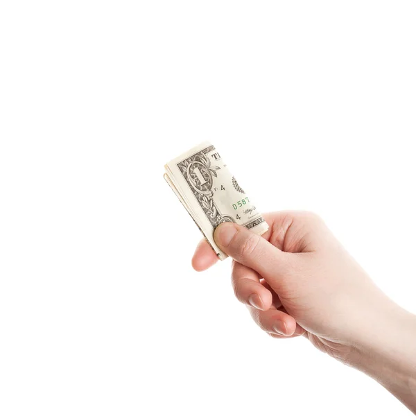 Hand som håller dollar — Stockfoto