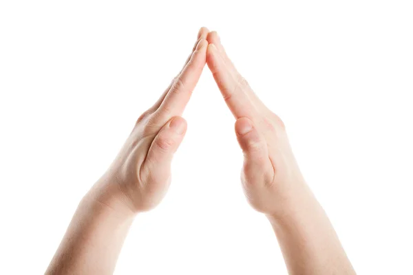 Female hands showing house gesture — Stock Photo, Image