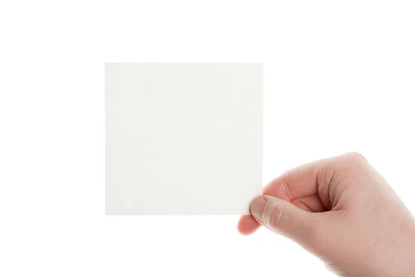 Kadının elindeki kağıt kartı — Stok fotoğraf